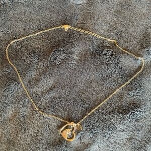 Gold unicorn heart and letter “A” necklace